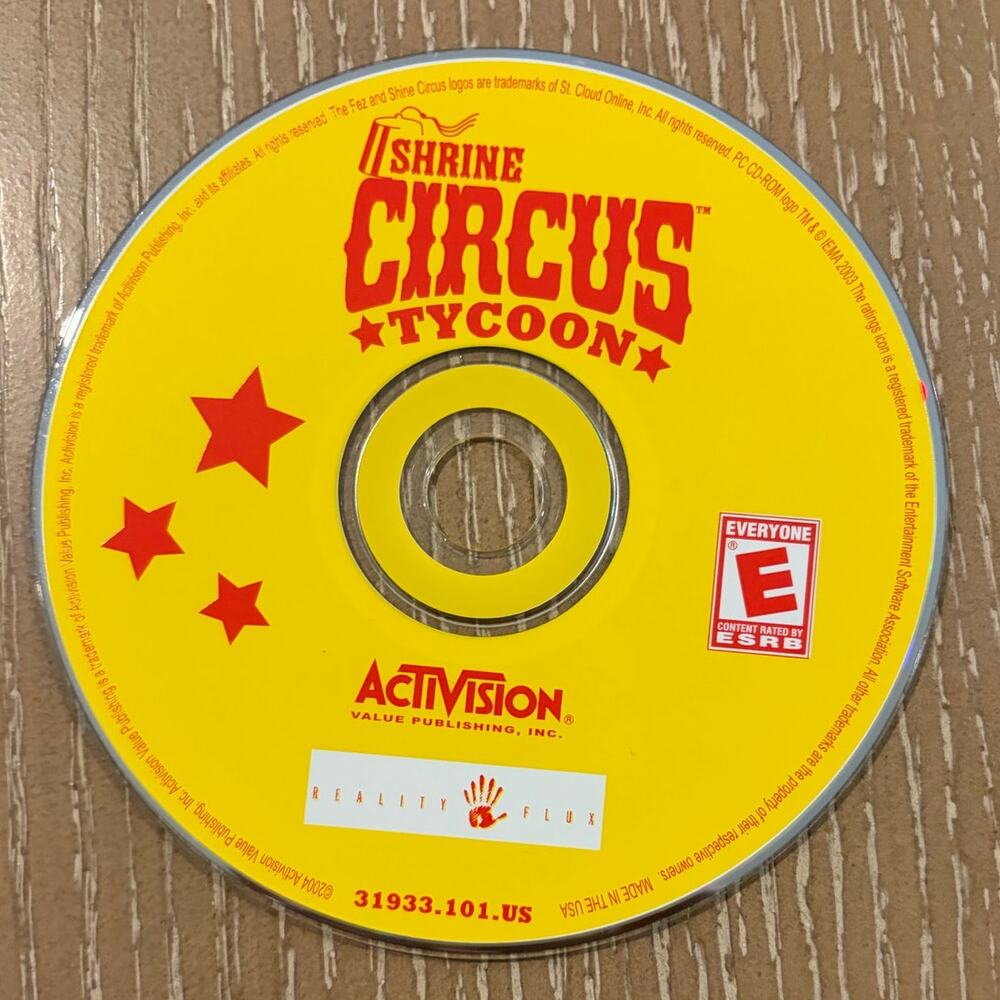 Shrine Circus Tycoon PC Game 2004 Disc Only